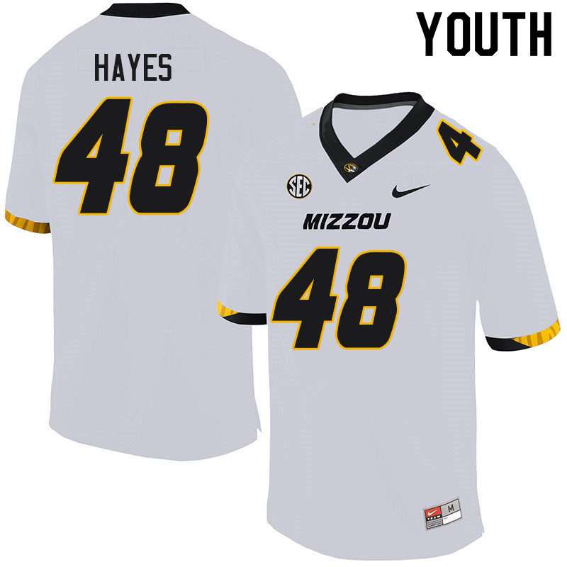 Youth #48 Caimin Hayes Missouri Tigers College Football Jerseys Sale-White